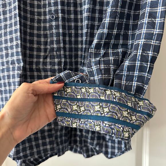 Robert Graham Navy/White Gingham, Long Sleeve, Classic Fit, Button Down - L - Picture 4 of 8